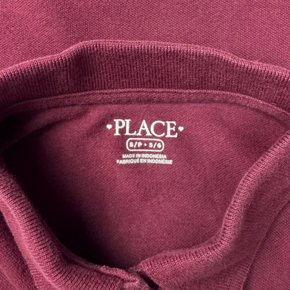 Childrens Place Girls Polo Shirt Size S 5/6 Burgundy Long Sleeve School Uniform